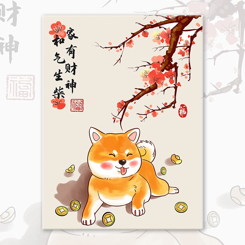 Shishi Ruyi Digital Oil Painting Diy Dog Cartoon Hand-Filled Color Filled Acrylic Oil Painting Style - Image 1